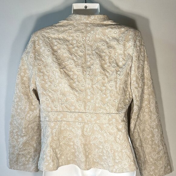 Cream Brocade SZ XXL Lace Print Peplum Top/Jacket Dressy Formal Vintage Inspired - Picture 6 of 9